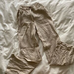H&M tan linen trousers